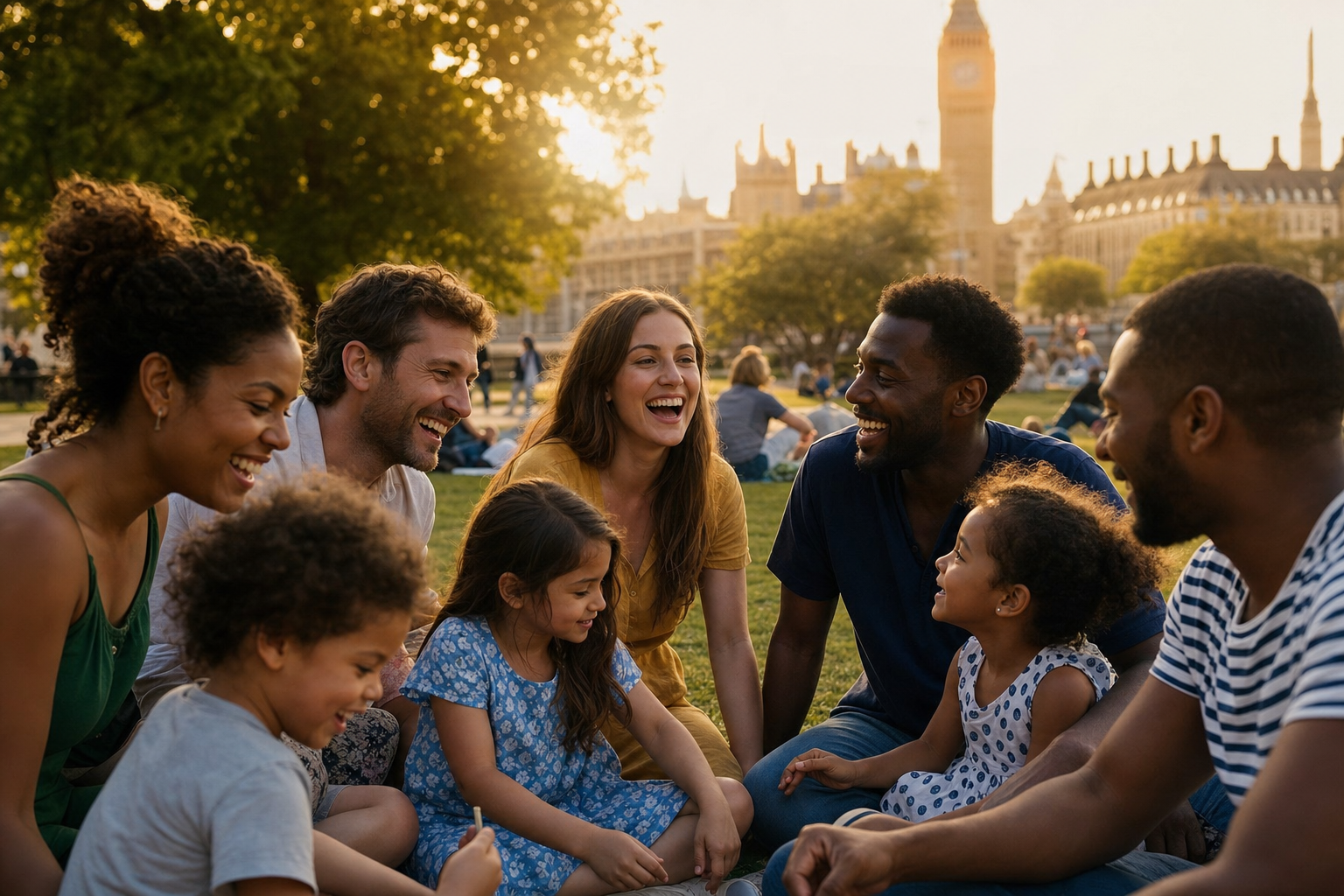 Families in a London park